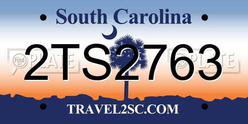 2TS2763 South Carolina License Plate