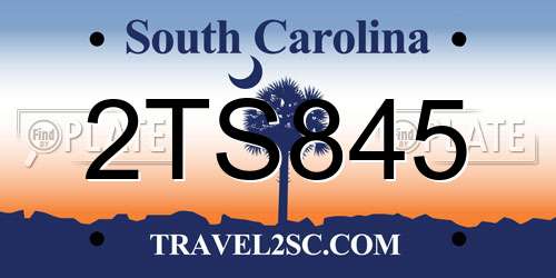 2TS845 South Carolina License Plate