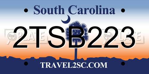 2TSB223 South Carolina License Plate