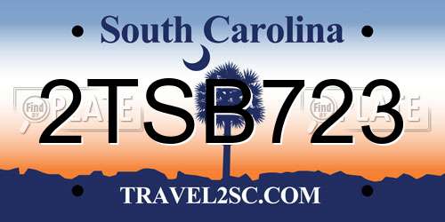 2TSB723 South Carolina License Plate
