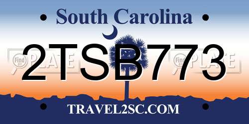 2TSB773 South Carolina License Plate