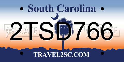 2TSD766 South Carolina License Plate