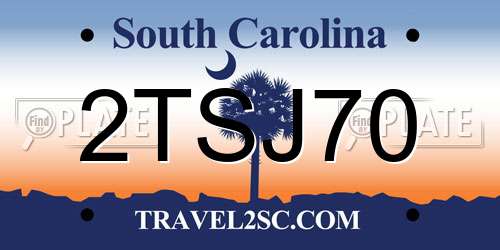 2TSJ70 South Carolina License Plate