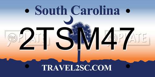 2TSM47 South Carolina License Plate
