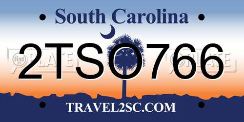 2TSO766 South Carolina License Plate