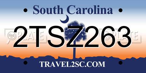 2TSZ263 South Carolina License Plate