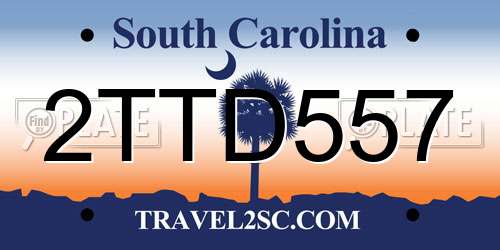 2TTD557 South Carolina License Plate