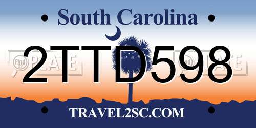 2TTD598 South Carolina License Plate