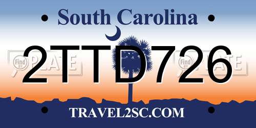2TTD726 South Carolina License Plate