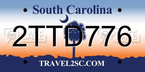 2TTD776 South Carolina License Plate