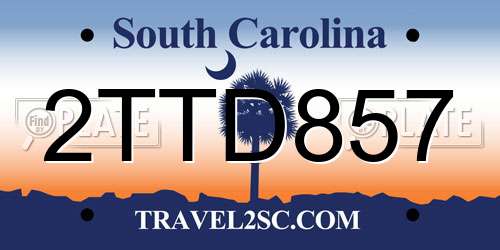 2TTD857 South Carolina License Plate