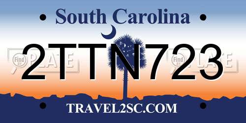 2TTN723 South Carolina License Plate