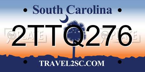 2TTQ276 South Carolina License Plate
