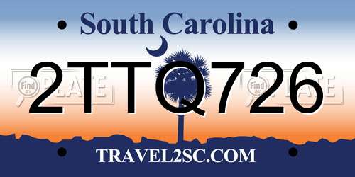 2TTQ726 South Carolina License Plate