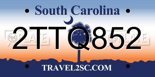 2TTQ852 South Carolina License Plate