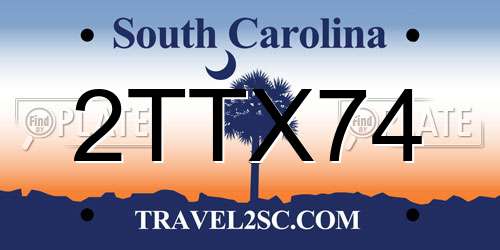 2TTX74 South Carolina License Plate
