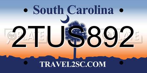 2TUS892 South Carolina License Plate