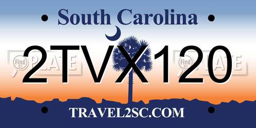 2TVX120 South Carolina License Plate
