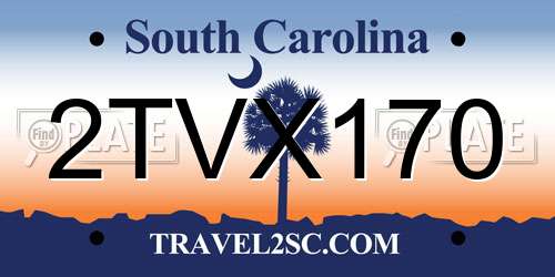 2TVX170 South Carolina License Plate