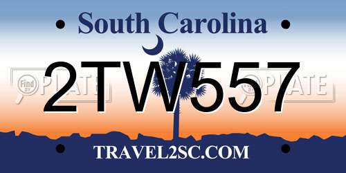 2TW557 South Carolina License Plate