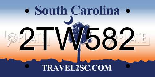 2TW582 South Carolina License Plate