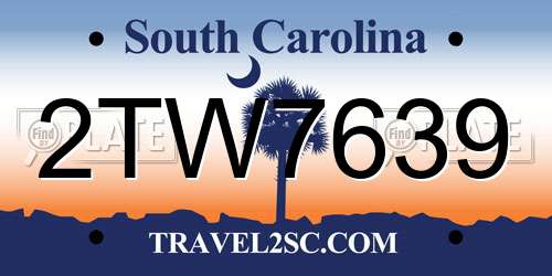 2TW7639 South Carolina License Plate