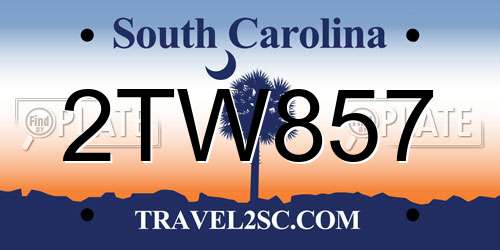 2TW857 South Carolina License Plate
