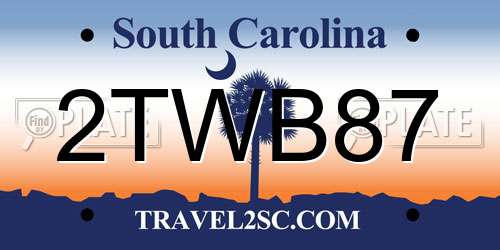 2TWB87 South Carolina License Plate