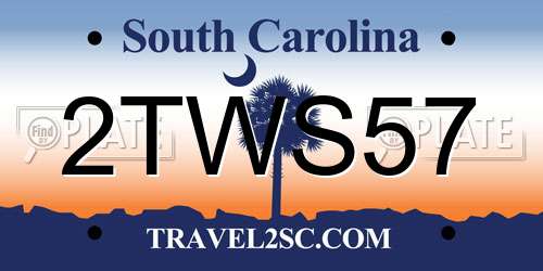 2TWS57 South Carolina License Plate