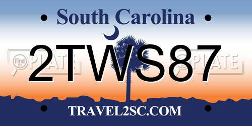 2TWS87 South Carolina License Plate
