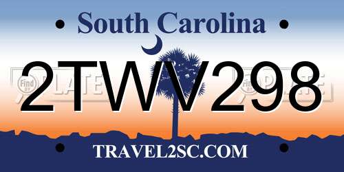 2TWV298 South Carolina License Plate