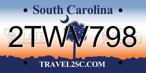 2TWV798 South Carolina License Plate