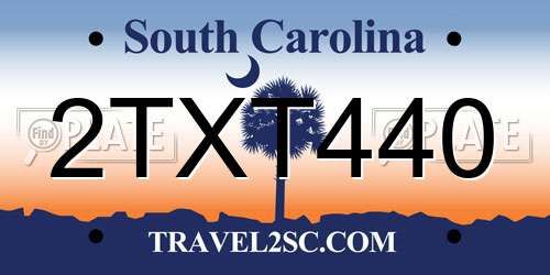2TXT440 South Carolina License Plate