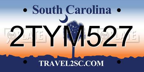2TYM527 South Carolina License Plate