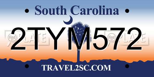 2TYM572 South Carolina License Plate