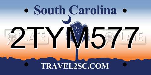 2TYM577 South Carolina License Plate