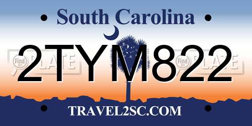 2TYM822 South Carolina License Plate