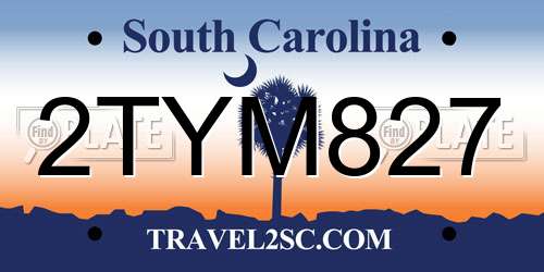 2TYM827 South Carolina License Plate