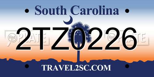 2TZ0226 South Carolina License Plate