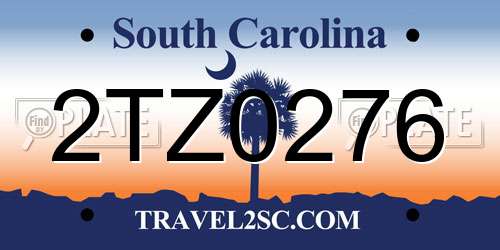 2TZ0276 South Carolina License Plate