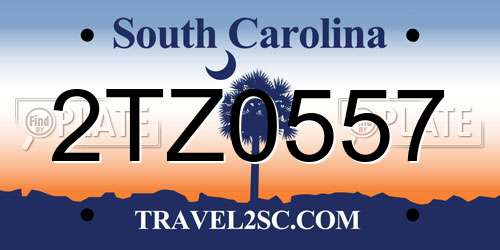 2TZ0557 South Carolina License Plate
