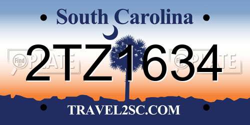2TZ1634 South Carolina License Plate