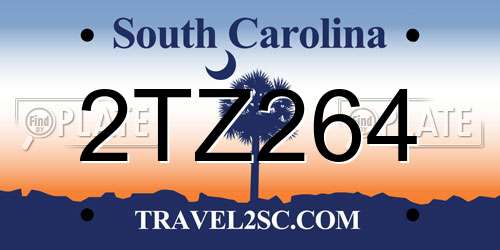 2TZ264 South Carolina License Plate