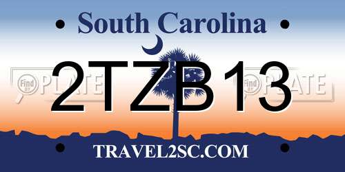 2TZB13 South Carolina License Plate
