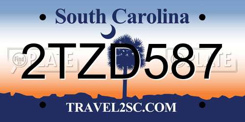 2TZD587 South Carolina License Plate