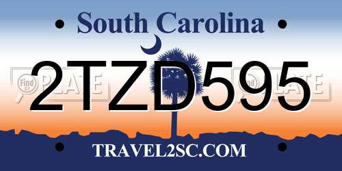 2TZD595 South Carolina License Plate