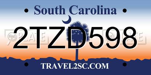 2TZD598 South Carolina License Plate