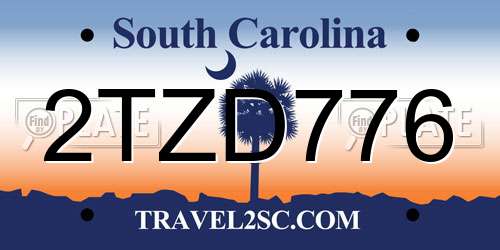 2TZD776 South Carolina License Plate
