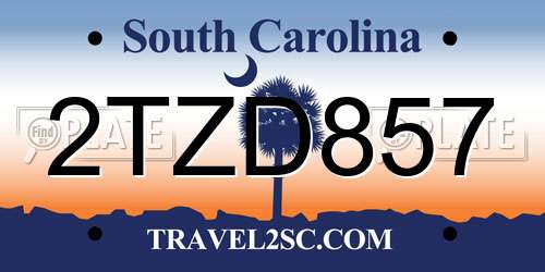 2TZD857 South Carolina License Plate