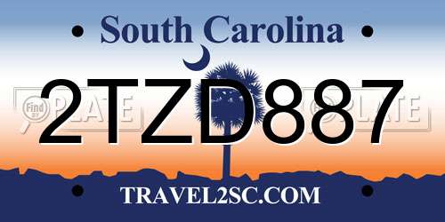 2TZD887 South Carolina License Plate